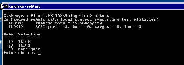 Symantec/Veritas NetBackup robtest commands for your tape library