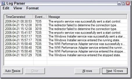Using Microsoft Log Parser to query huge log files and only display the results you need