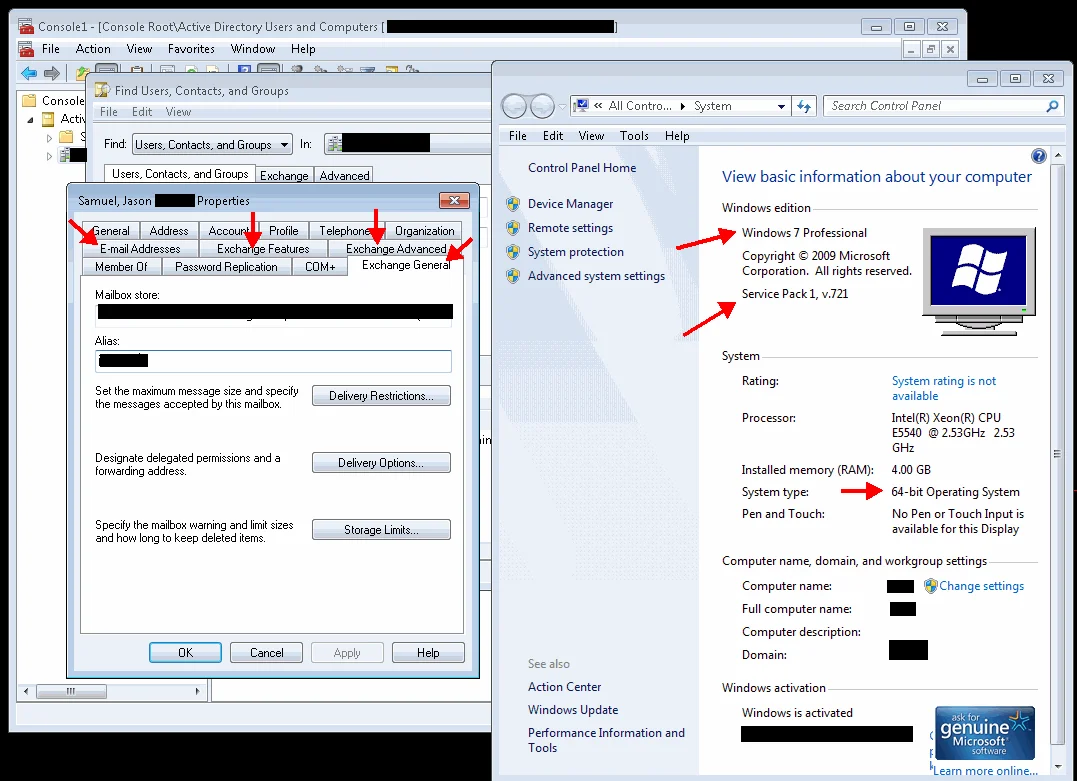 How to make ESM tabs for Microsoft Exchange 2003 work for ADUC on Windows 7 x64 and x86