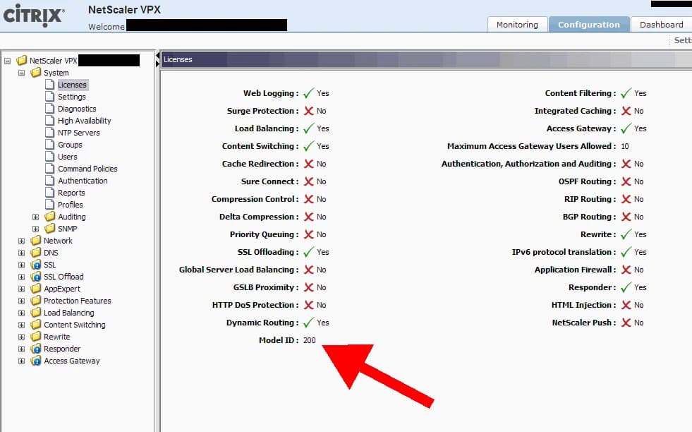 How to tell what license and edition you have applied to a NetScaler VPX appliance