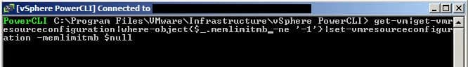 VMware PowerCLI script to set the Memory Resources limit on your VMs to Unlimited in bulk