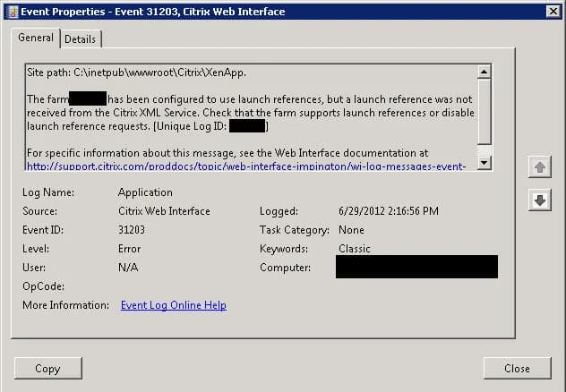 Legacy Citrix apps not launching on newer Web Interface servers