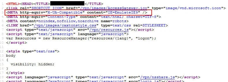 Fixing the Citrix Access Gateway blank page in Microsoft IE 11 (Internet Explorer 11) on your Netscaler