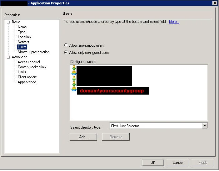 Adding a user or security group to every published application in your XenApp farm