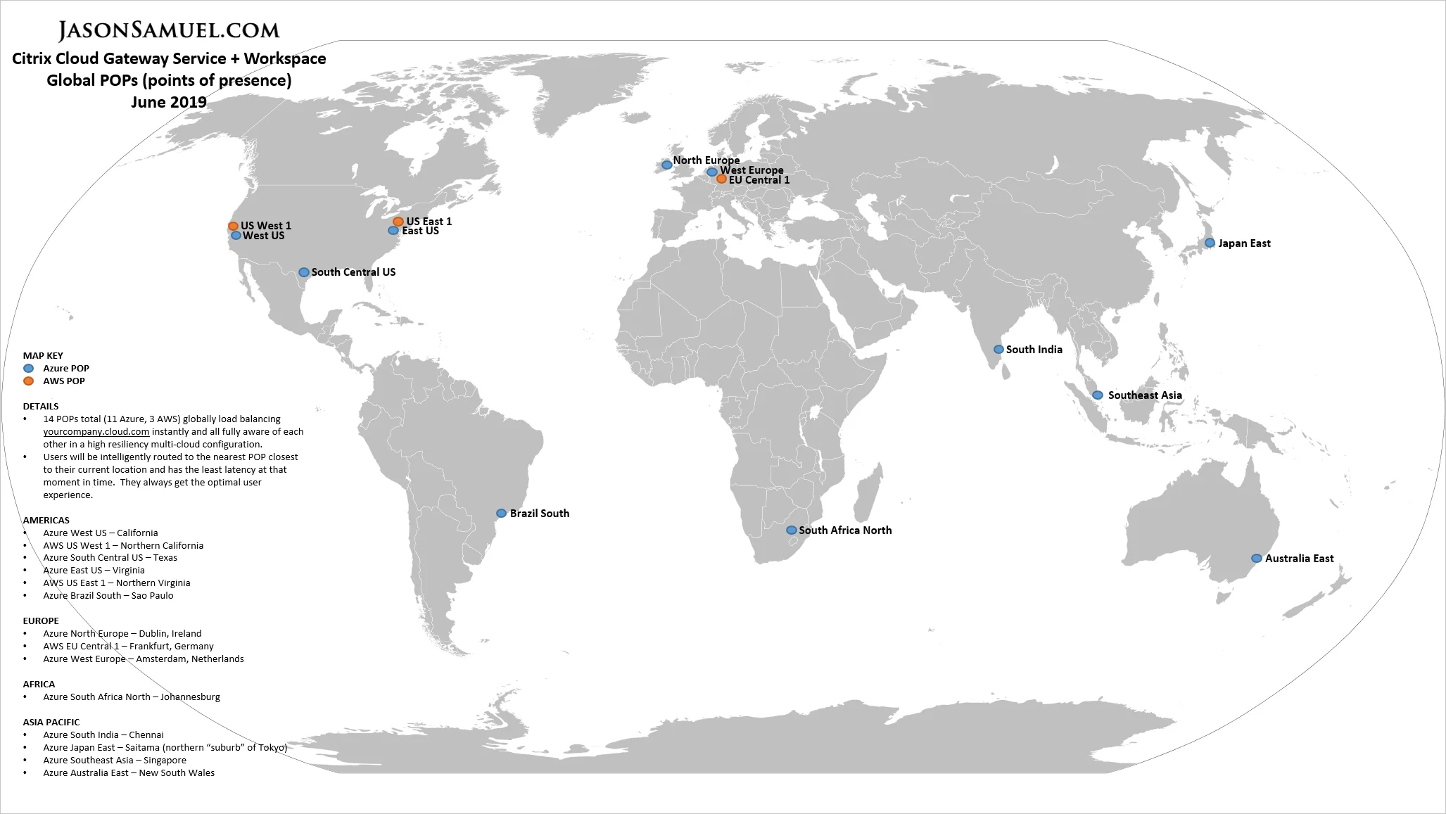 Citrix Gateway Service now has additional Microsoft Azure regions - South Africa North and South India