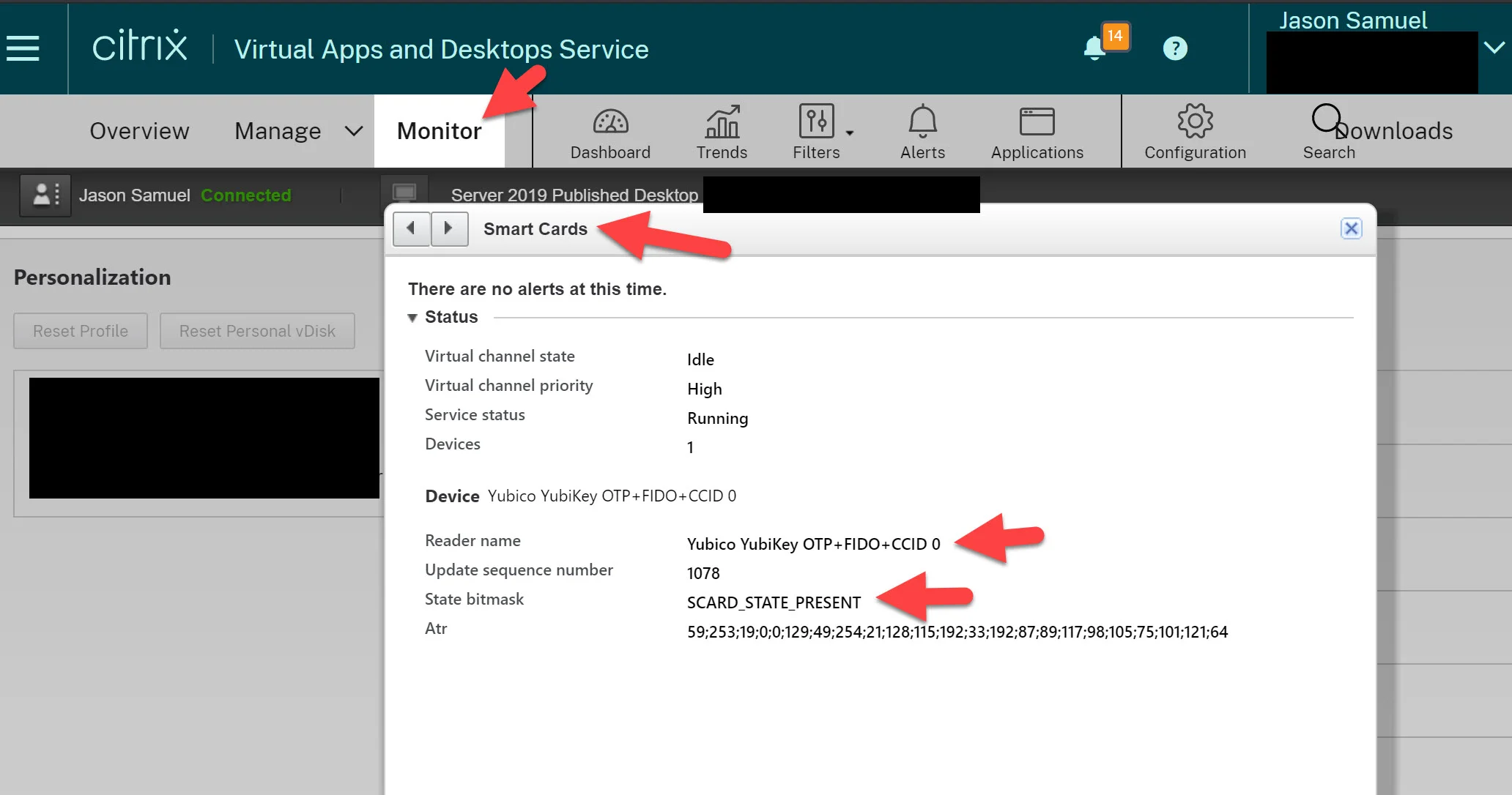 How to allow remote users to enroll smartcard certificates on a YubiKey over an HDX session for certificate lifecycle management using Citrix Virtual Apps and Desktops Service