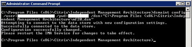 Changing SQL account name, password, or database server name in XenApp 6.5